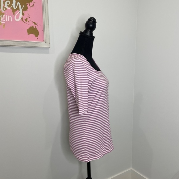 Halogen Lilac Square Neck Striped 3/4 Sleeve Top - Picture 3 of 7
